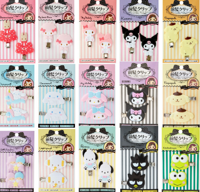 산리오 헤어클립 앞머리클립 헤어핀 집게 /키티 쿠로미 마이멜로디 폼폼푸린 포챠코 한교동