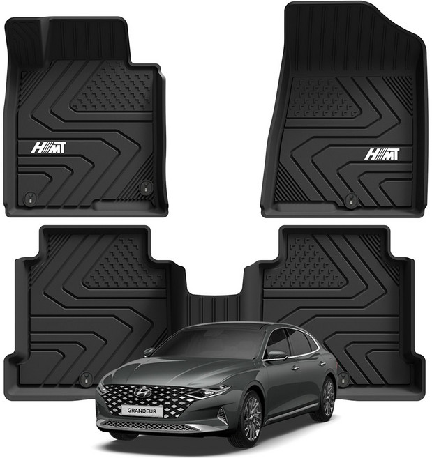 에이치엠티 TPE 자동차매트 풀커버 3D 바닥카매트, 현대, 더뉴그랜저IG(19년11월~22년10월), 블랙