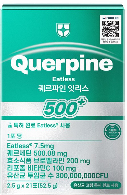 퀘르파인 잇리스 퀘르세틴 브로멜라인 소포레틴 케르세틴 퀘르틴산 특허 유산균, 1박스, 21회분