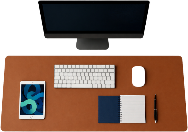 원그리드 가죽 데스크매트 책상 논슬립 와이드 대형 마우스 방수 장패드, 파스텔브라운