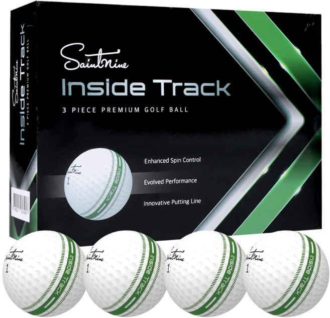 세인트나인 인사이드 트랙 3피스 골프공 1다즌 12구, 화이트 그린라인, 12개입, 1개
