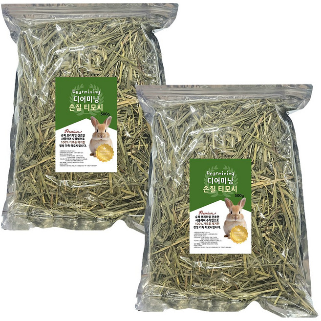 디어미닝 손질 티모시 건초 커팅 가루제거 사료, 2개, 500g