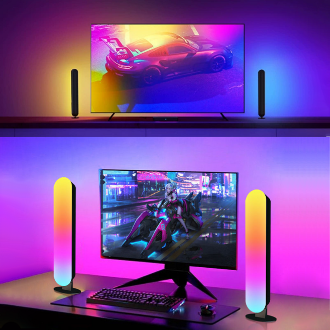 호밍사이 음악에 맞춰 움직이는 RGB 컬러 데스크톱 분위기 조명, 26.5*7.5cm, 컬러 네온