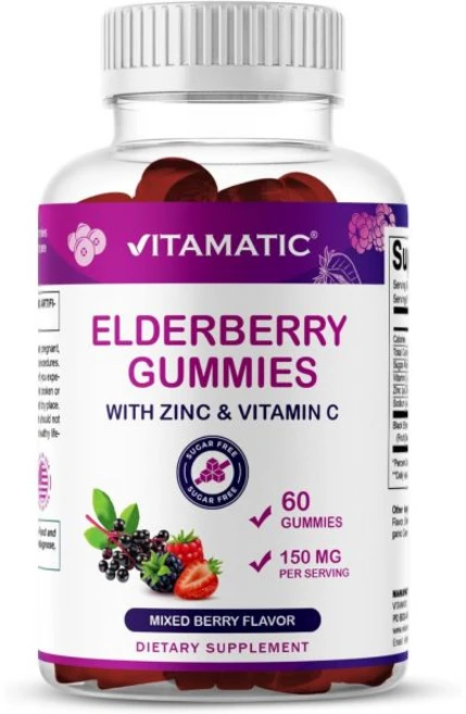 Vitamatic Elderberry Gummies with Vitamin C & Zinc – Support Supplement – Mixed Berry Flavor– 60 G, Vitamatic Elderberry Gummies w, 1개 - 쿠팡