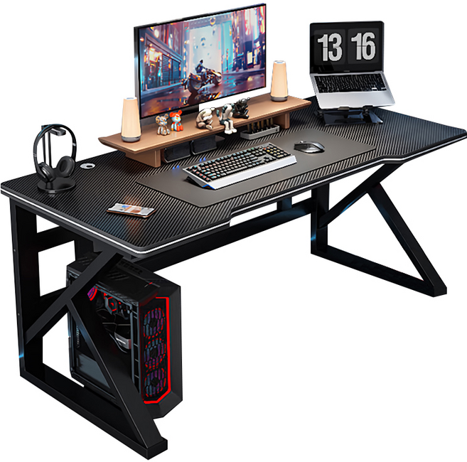 碳纖維紋理電競電腦桌 160x60x72.5cm, 黑色