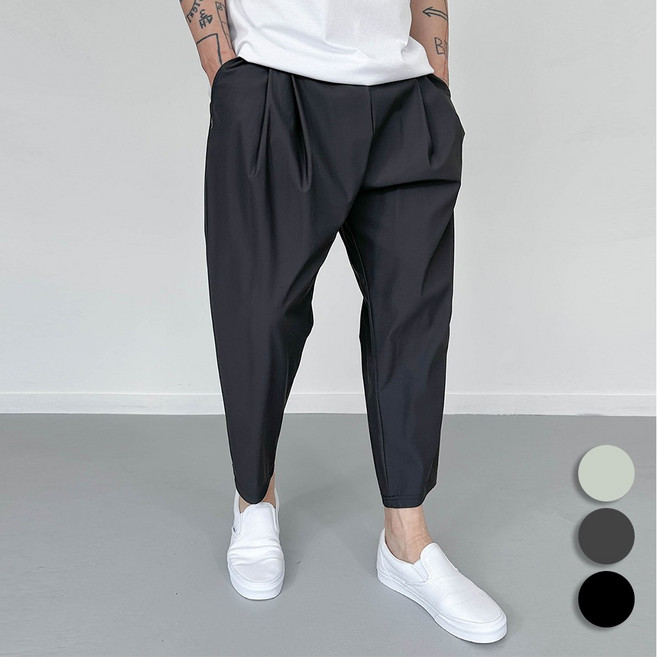 모룸 남자 9부 냉장고 벌룬핏 핀턱 여름 리얼 와이드팬츠 M2238