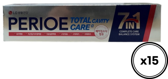 페리오 토탈케어 7in1 치약, 180g, 15세트