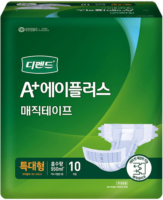 디펜드 에이플러스 매직테이프 환자용 성인 기저귀, 특대형, 10개입, 1개
