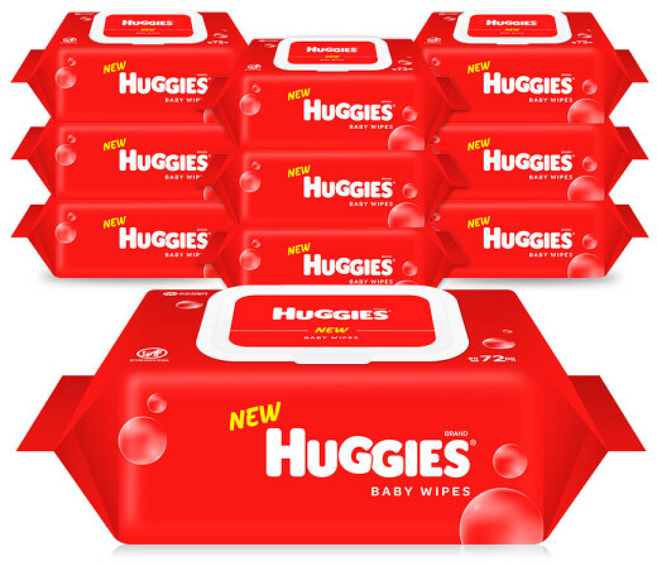 물티슈 72매X10팩 캡형, 65g, 72매