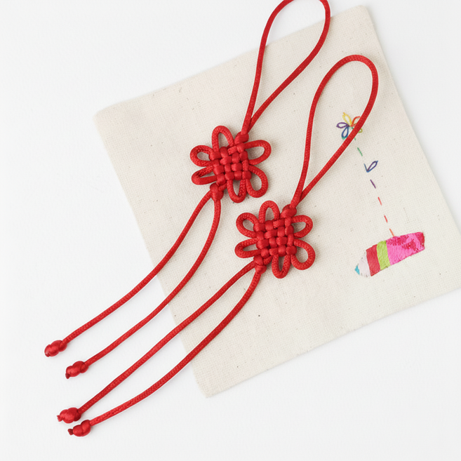 꽃 매듭끈 리본, 50개, 적색