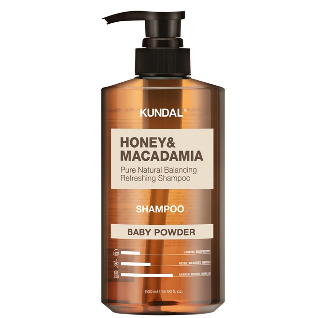 쿤달 허니 앤드 마카다미아 네이처 샴푸 베이비파우더향, 500ml, 1개 - 쿠팡