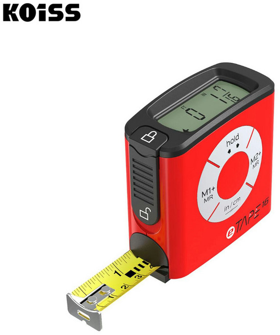 코이스 국산 5m 스마트 디지털 줄자 K519 (레드), 1개