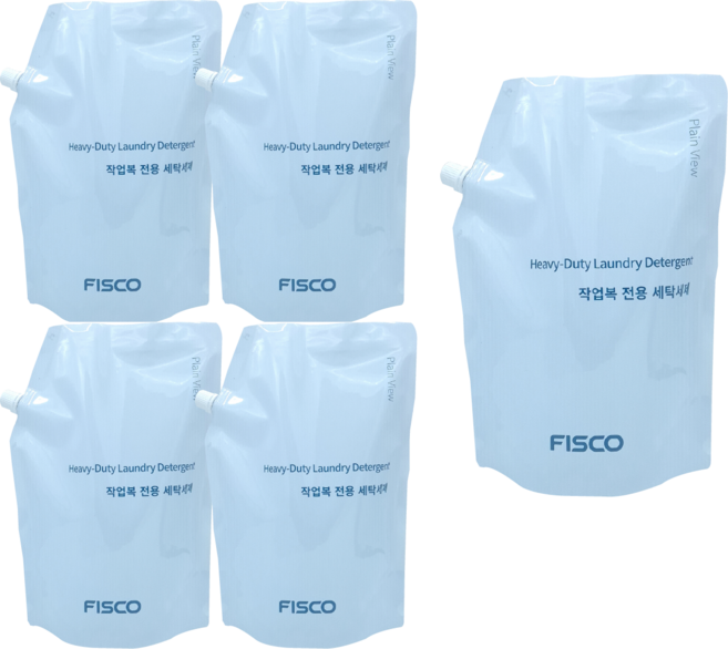 작업복세탁세제 플레인 뷰 파우치 정비복 조리복 기름때 전용세제 애벌빨래 세탁, 5개, 1.8L