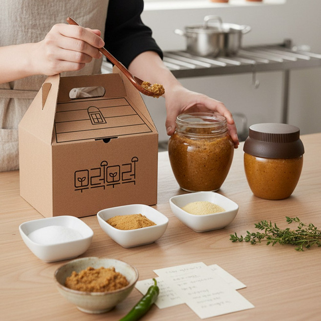 무럭무럭 표고 된장 만들기 키트 수제 된장 만들기 세트, 1개, 500g