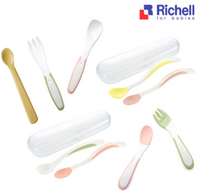 릿첼 초기 중기 소프트 이유식스푼 포크 자기주도 아기수저 숟가락, 젓가락연습용 스푼포크 세트(케이스포함), 1개