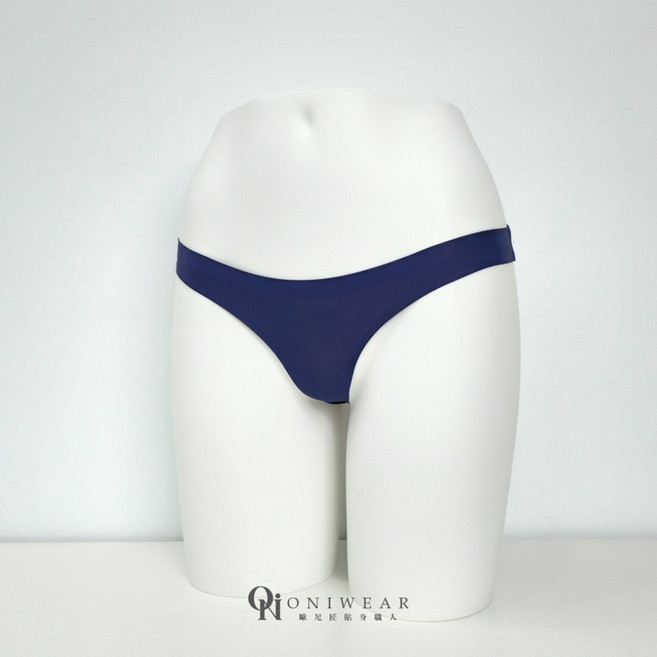 OniWear 女士無痕低腰性感丁字褲 冰絲純棉底襠 運動瑜珈隱形內褲 藏青 2XL, 藏青,2XL【建議70-80公斤】