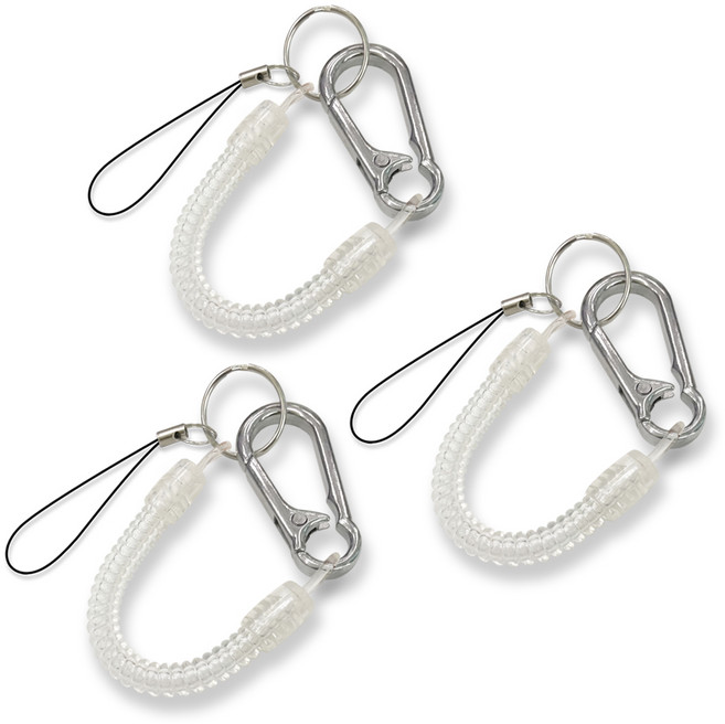 카라비너 스프링 스트랩 슬림 168mm 3P 분실 도난 방지, 2.투명 168mm, 3개