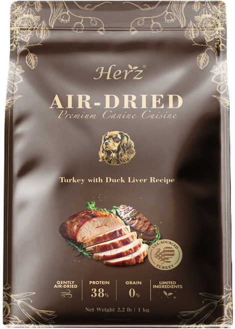 Herz 赫緻 美饌低溫風乾犬糧 超高適口性 挑嘴狗, 1個, 火雞佐頂級鴨,454g