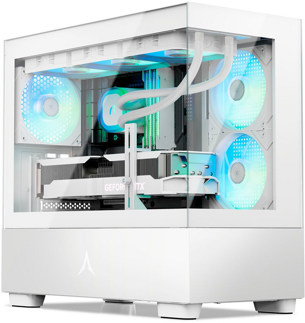 앱코 웨일샤크 파노라믹뷰 ARGB BTF 컴퓨터 케이스 미니타워 U40M 화이트, 1개