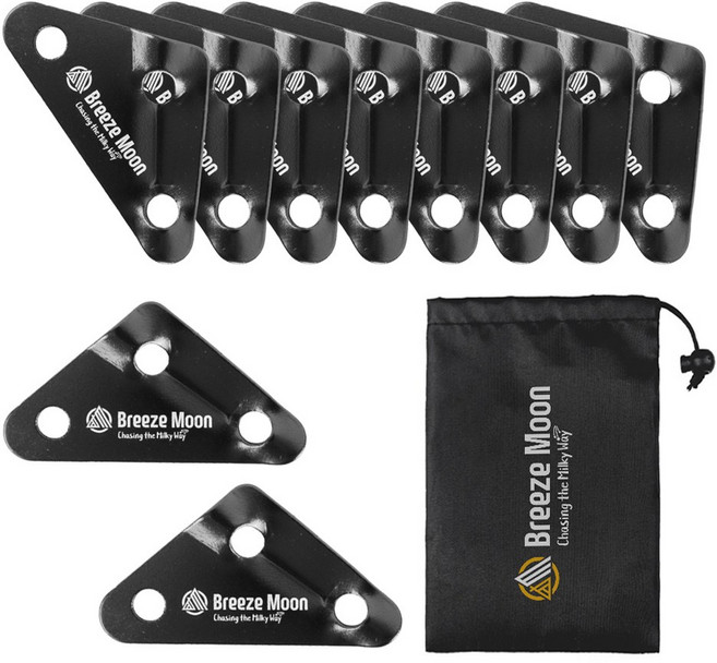 브리즈문 고강도 알로이 캠핑 삼각 스토퍼 대형 10p + 파우치 P1015 세트, 블랙 + 혼합색상