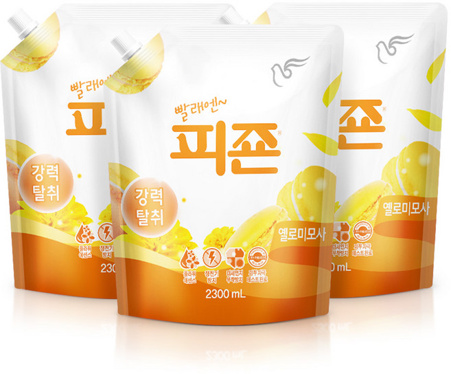 피죤 섬유유연제 옐로미모사 리필, 2.3L, 3개