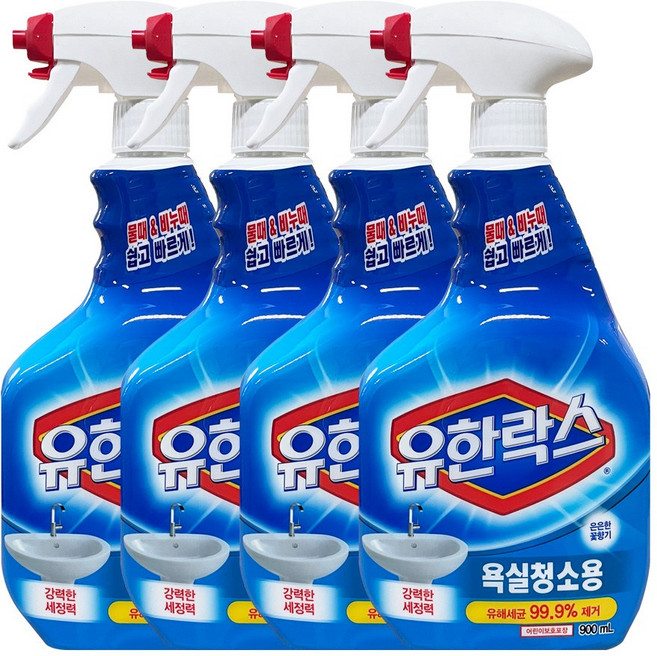 유한락스 욕실청소용, 4개, 900ml