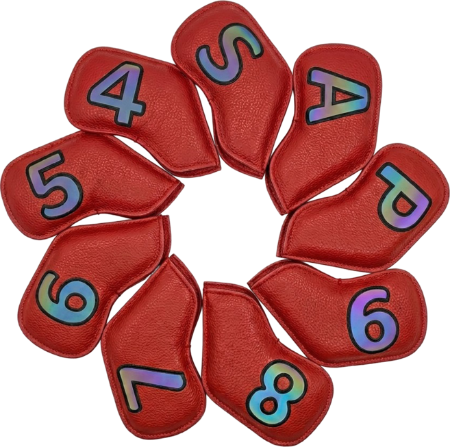 캐디샵 남자 여성 아이언커버 세트, 1세트, 레드