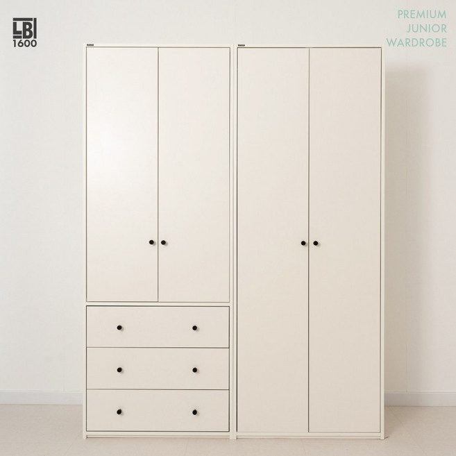리엘비 레브 SE0등급 아기옷장 주니어옷장 서랍장 1600세트B, 3단, 포함, 크림화이트