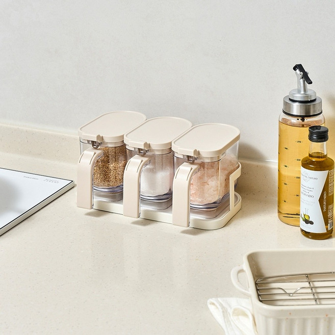 모던하우스 원터치 양념병 380ml 3P 랙 세트 KC0725020, 1개, 상세설명참조