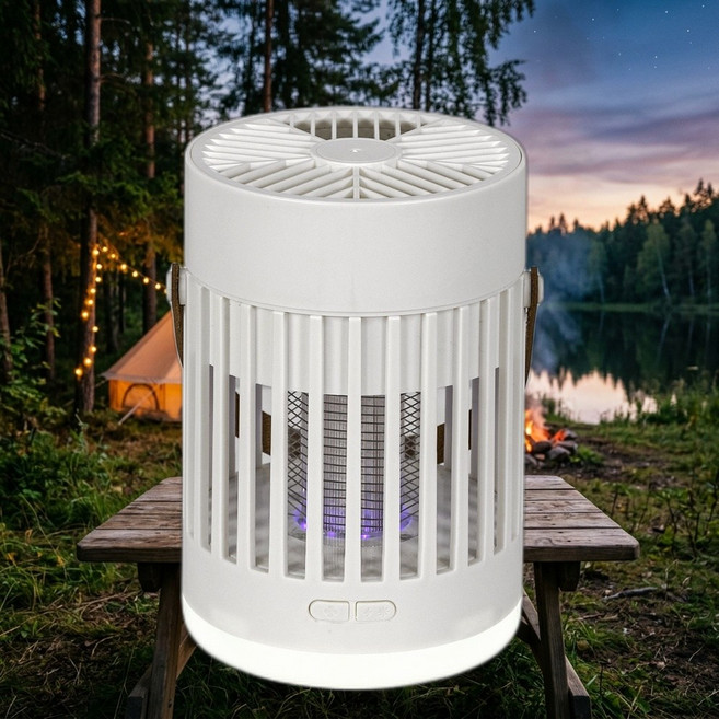 [3in1] 휴대용 무선 모기 퇴치기 무드등 선풍기 미니 LED C타입 전기 가정용 캠핑 야외 벌레 퇴치 해충 날파리 포충기, 글로우 화이트