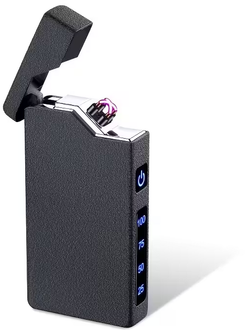 프리라이프 플라즈마 방풍 전기 더블 아크 라이터 C타입 충전식 배터리 표시 선물용, 블랙