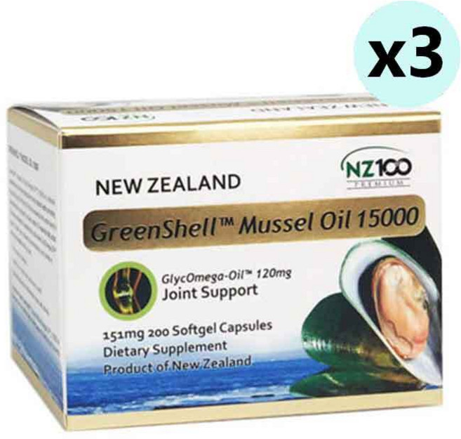 NZ100 뉴질랜드 그린쉘 초록입홍합 오일 15000 200 베지캡슐 3개, 200정