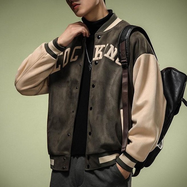 옌츠 빅 사이즈 스웨이드 야구복 남성 봄가을 항공 점퍼 250918