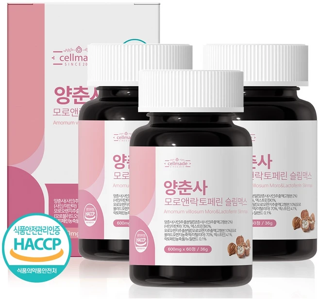 양춘사 추출물 사인 고함량 HACCP 인증 양춘사 모로앤락토페린 슬림맥스 60정, 3개 - 쿠팡