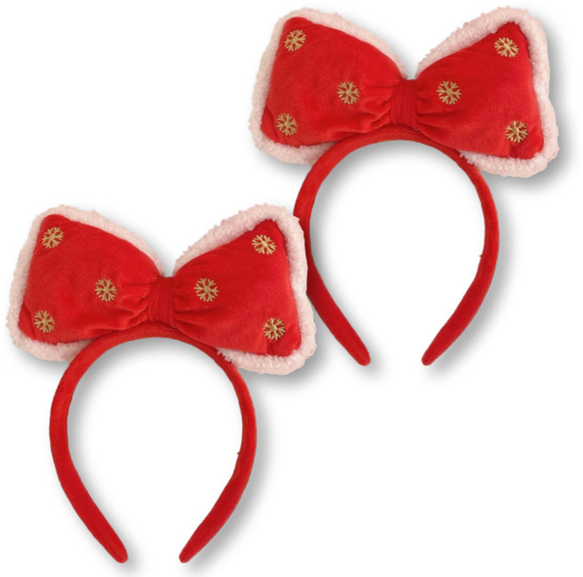 보람찬하루 크리스마스 헤어밴드 성탄절 파티 머리띠, 2개, 선물 리본