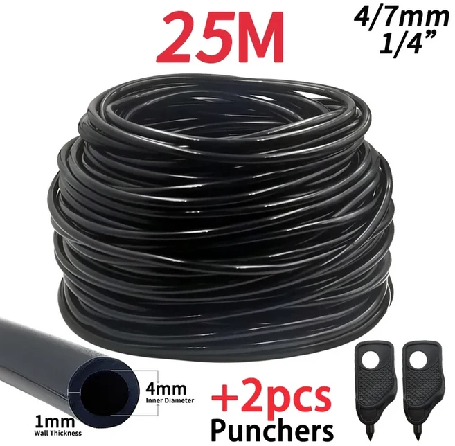 5M-30M 야외 미스트 냉각 시스템 정원 관개 급수 1/4 ''황동 분무기 노즐 파티오 온실 용 4/7mm 호스, 10 25M Hose