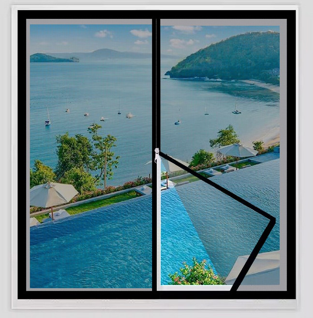 검정색 방충망 접착식 지퍼형 모기장 거실 침실 주방에 적합 설치가 쉬움