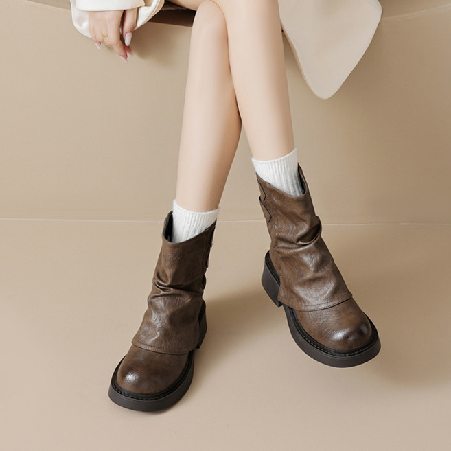 여성 앵클부츠 앵글부츠 가죽앵클부츠 워커부츠 캐주얼 통굽 신발