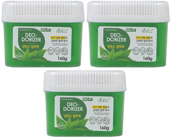허브스토리 냉장고 탈취제 녹차젤 160g x 3개 냄새제거