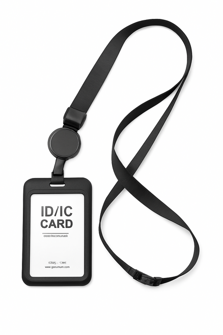 컬러루브 교통카드 릴 네임텍 출입증 목걸이 줄, 세로, 1개, 검정