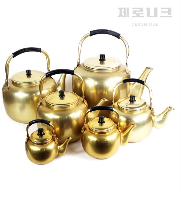 제로니크 레트로 감성 캠핑용 양은 막걸리 주전자, 황동색, 1개, 2L