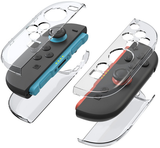 適用於 Switch 2 主機透明保護硬殼 (副廠) - 高透水晶殼/可插底座 分體式防護, 1個, 手把透明保護殼(手把)