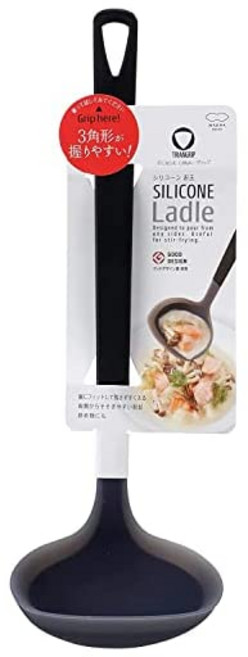 마나 marna 국자 트라이안그립 실리콘 국자 블랙 / 내열 / 매달기 키친툴 흠집내기 어려운 K534BK, 1개