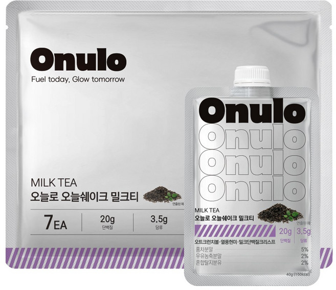 오늘로 오늘쉐이크 식사대용 단백질 쉐이크 밀크티맛, 7개, 40g