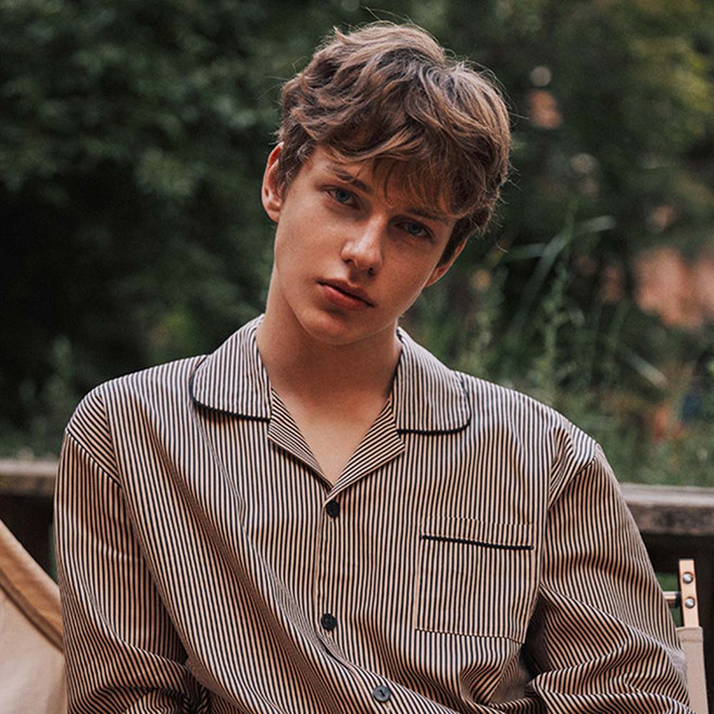 마리네트 가을 겨울 이브니에 남자 남성 잠옷 면 레이온 파자마 잠 옷