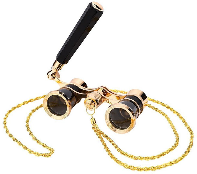 조절 가능한 손잡이와 체인이 있는 미니 오페라 안경 극장 발레 콘서트 뮤지컬 및 라이브 공연을 위한 컴팩트 휴대용 쌍안경 - 여성 남성 성인을 위한 선물 선택(블랙, 조절 가능한 손잡이와 체인이 있는 미니 오페라 안경,