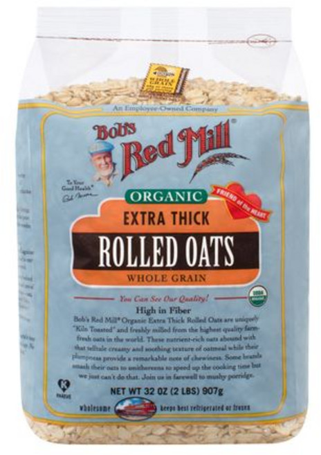 밥스 레드 밀 - 유기농 압착 두꺼운 오트 907.2g Bob's Red Mill - Organic Oats Rolled Thick 32 Ounces, 1개, 946ml