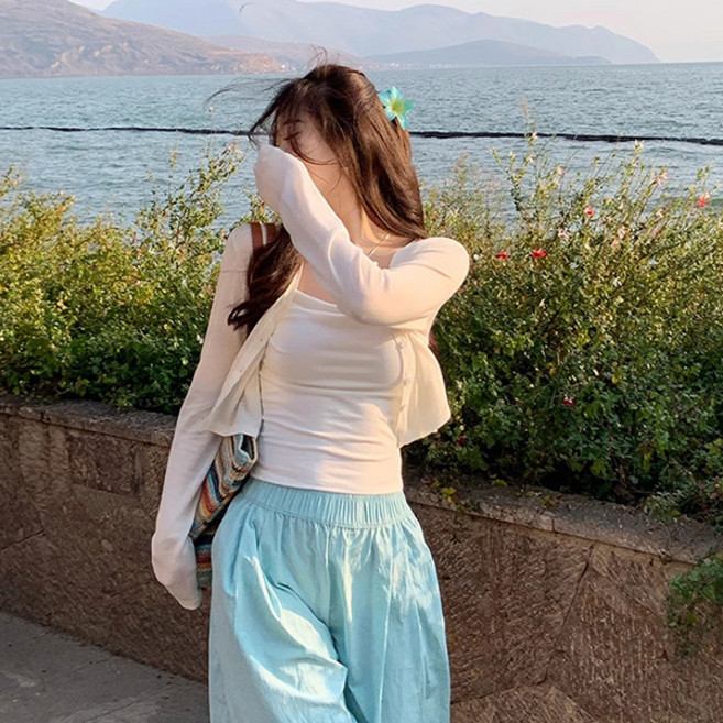 라라홀리 파스텔 청순핏 베이직 브이넥 크롭 가디건