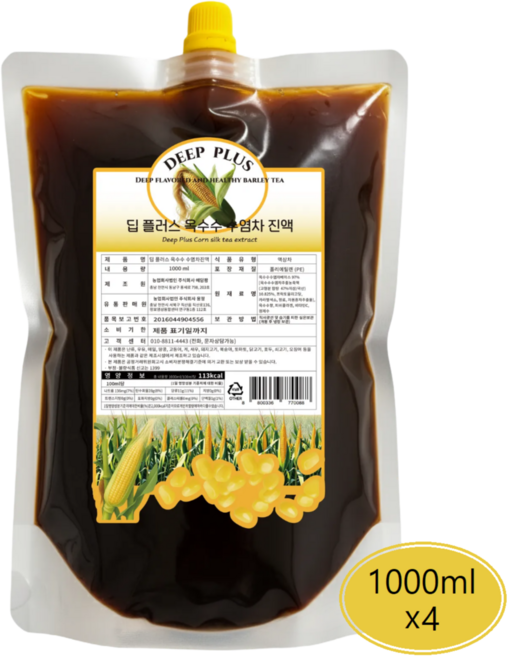 딥 플러스 옥수수 수염차 진액, 4개, 1kg