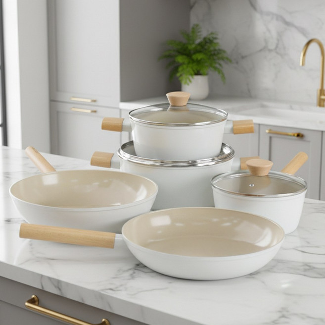 로얄스타 KU 인덕션 겸용 세라믹 코팅 냄비 팬 5종세트 (18cm편수+20cm양수+24cm곰솥+28cm후+28cm궁), 1개